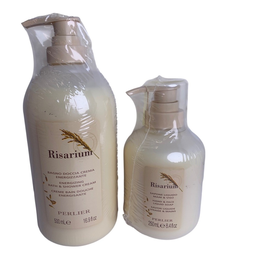 PERLIER‎ Risarium Rice Oil Bath Shower Cream 16.9oz & Liquid Soap 8.4oz Set New